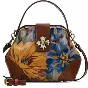 Patricia Nash Leather Kattlewell Frame Top Handle. Marigold Harvest Crossbody.